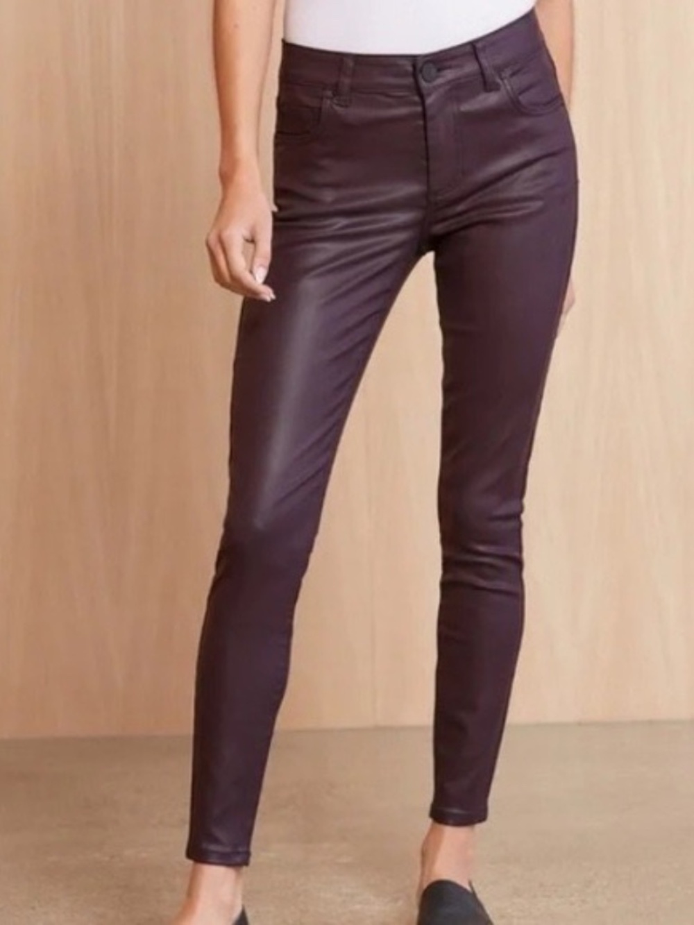 Kut From the Cloth Burgundy Coated Skinny Jeans Size 8